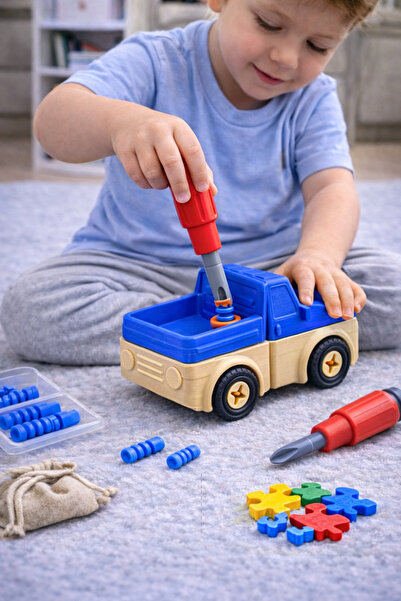 edoy Sök Tak Eğitici Açık Kasa Jeep Araç Seti | Yap-Boz İş Makineleri | Yaratıcı Montessori Oyuncağı