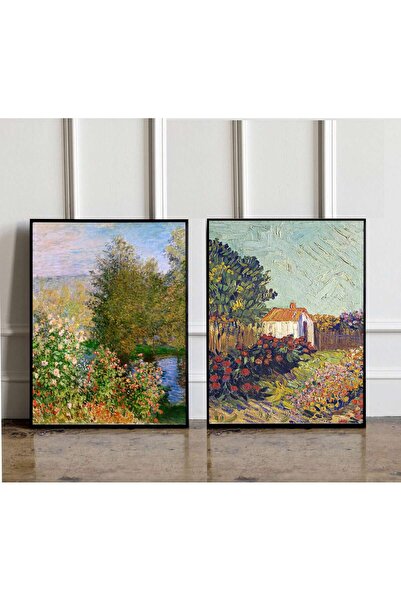 NinaStore 2'li Claude Monet Sergisi Baskı Seti Claude Monet Duvar Sanatı Seti...