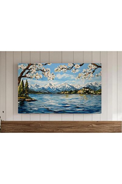 NinaStore Mavi gökyüzüyle bahar manzarası, çerçeveli TV sanatı, manzara TV du...
