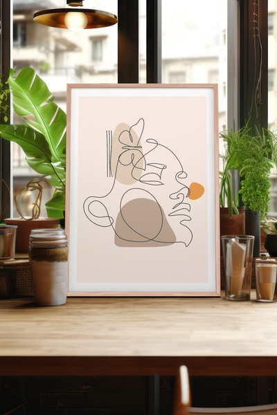 acargrafik Yüz Tasarımlı Doğal Ahşap Çerçeveli Tablo