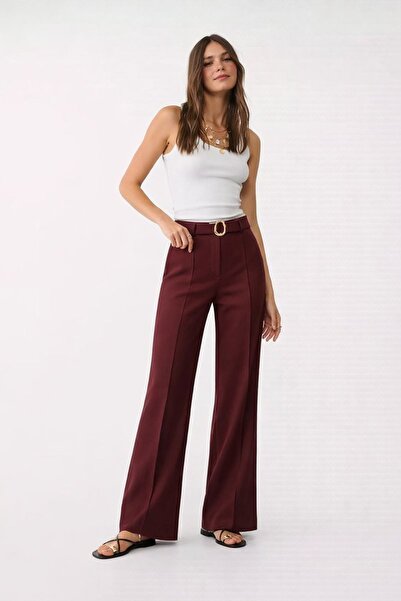 HAKKE Yüksek Bel Kemer Detaylı Kumaş PANTOLON