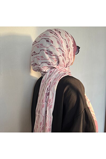 FİVESCARF Yuvarlak Desen Violet Medine İpeği Şal Gül Kurusu