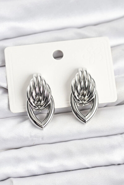 lowell home Brass Silver Color Spiral Drop Model Vintage Women's Earrings