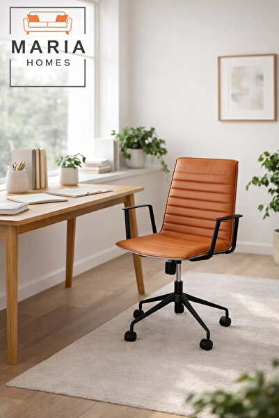 MARIA HOMES Orange Office Chair with Wheels – Modern Ergonomic Computer Chair...