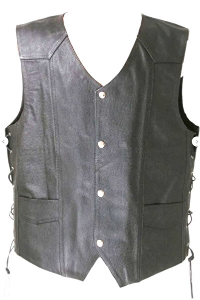 AEGIS Leather corded black biker vest