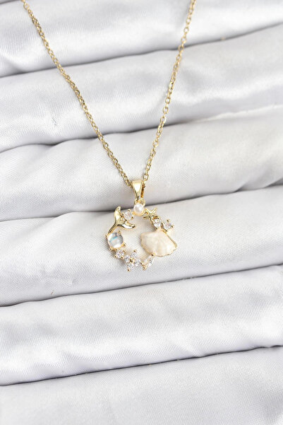 lowell home 316L Steel Chain Gold Color Sea Theme Model Zircon Stone Women's ...