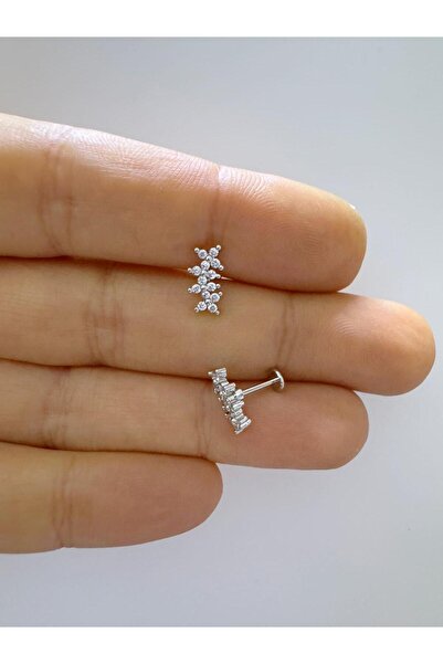 Arescollection 1 adet çelik zirkon taşlı helix tragus conch uyumlu piercing