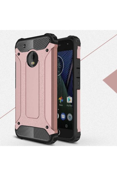 noktaks متوافق مع هاتف Lenovo Moto G5S - حافظة مزدوجة الطبقات واقية من الصدمات - لون ذهبي وردي