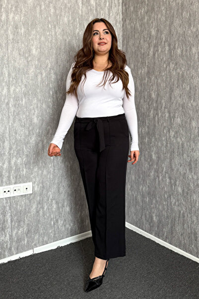 ModaPlaza Γυναικείο παντελόνι με ζώνη σε μεγάλο μέγεθος 3333