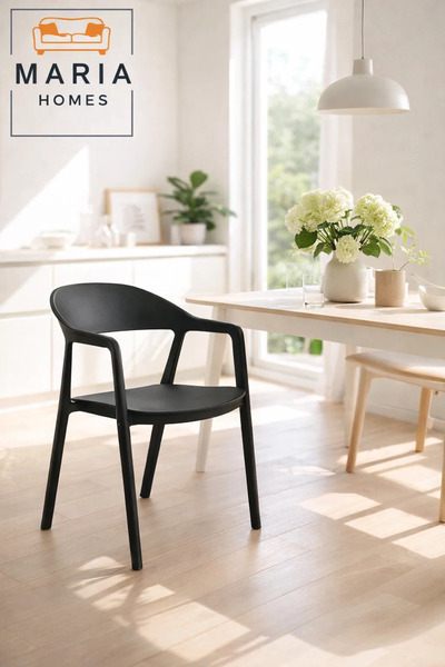 MARIA HOMES Black Visitor Chair with Armrests – Comfortable Office Guest & Wa...