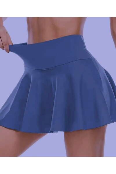 Pupa Yüksek Bel Şortlu Volanlı Tenis Spor Eteği Dalgıç Kumaş