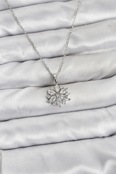 lowell home 316L Steel Chain Silver Color Lotus Model Zircon Stone Women's Ne...