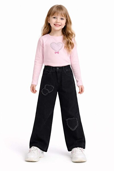 ModaPlaza Pantaloni brodați cu stele de perle pentru fetiță