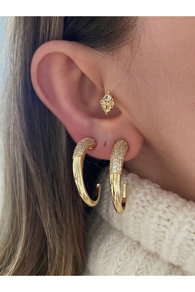 Pinery Jewels C Yarı Zirkon Taşlı Küpe Çifti