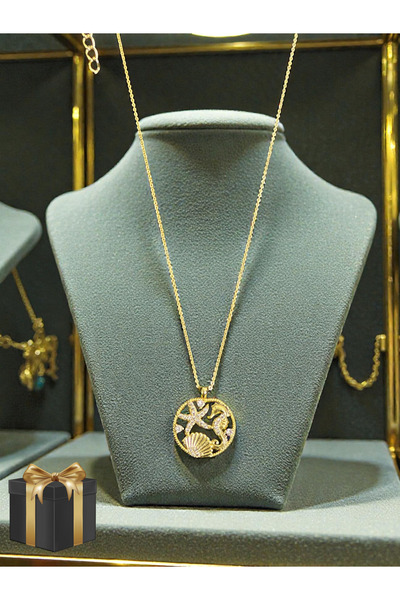 byhulyacolection DENİZ ATI Figürlü Gold Renk Kolye–Zirkon Taşlı Şık ve Zarif ...