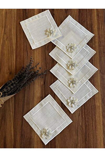 NURHAN HOME COLLECTION 6 Pieces Double Row Embroidered Brooch Square Cocktail...