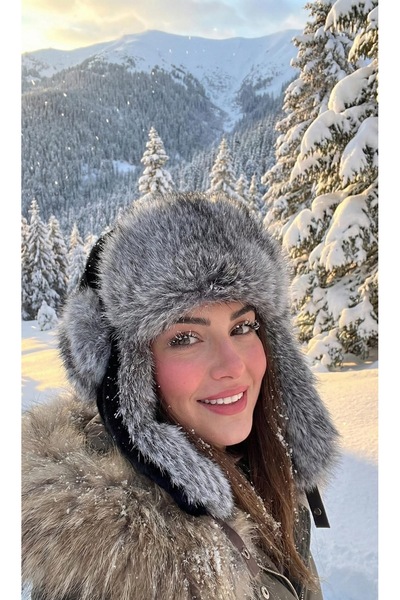 LAGRANZE قبعة أوشانكا النسائية المصنوعة من الفرو