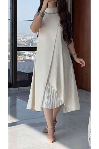 Warazan A soft dress with a collar and crystals