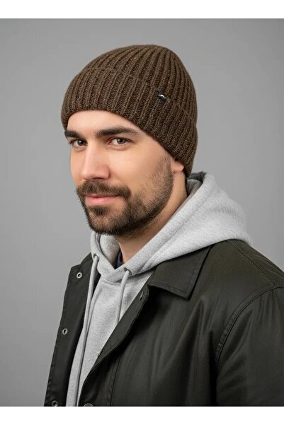 CANMODA Recien Unisex Brown Woolen Melange Knitted Beanie Standard