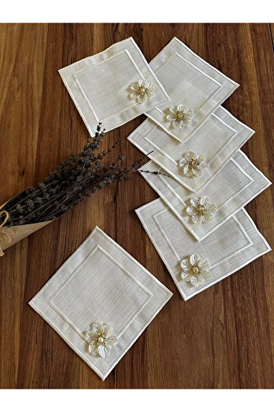 NURHAN HOME COLLECTION 6 Pieces Double Row Embroidered Brooch Square Cocktail...