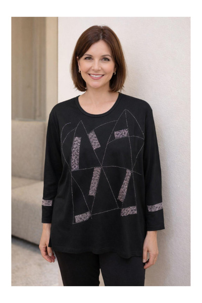 BERNEO Women's Mother Stone Detailed Combed Cotton Sweater