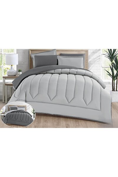 Red Rose Double bed comforter set with a hotel-style design, plain and revers...