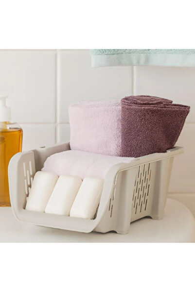 OEM Beige Stackable Storage Basket 30.7 x 20 x 13.4 cm