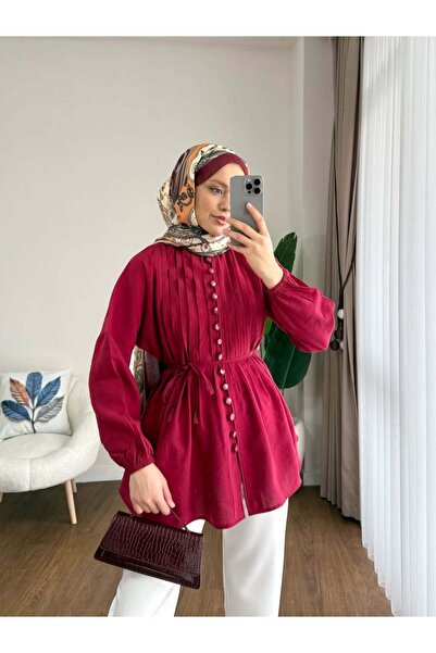 by nursel çiçek Cămașă cu nasturi și nervuri Tredn Brit pentru femei