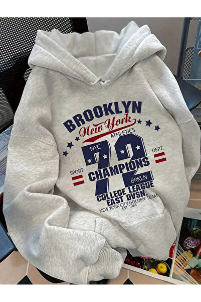 Marco Fresco Унісекс Brooklyn Champions Світшот з капюшоном Oversize з цифров...