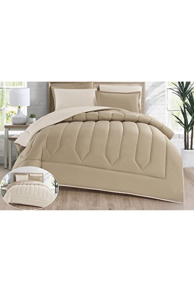 Red Rose Double bed comforter set with a hotel-style design, plain and revers...