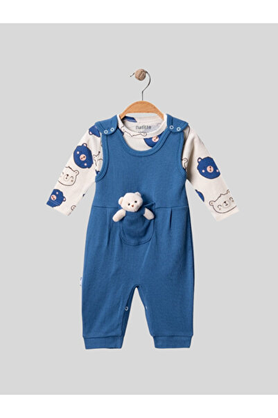 baby kids colors Baby Boys 2-Piece Romper Set with Salopet and Teddy Bear Pat...
