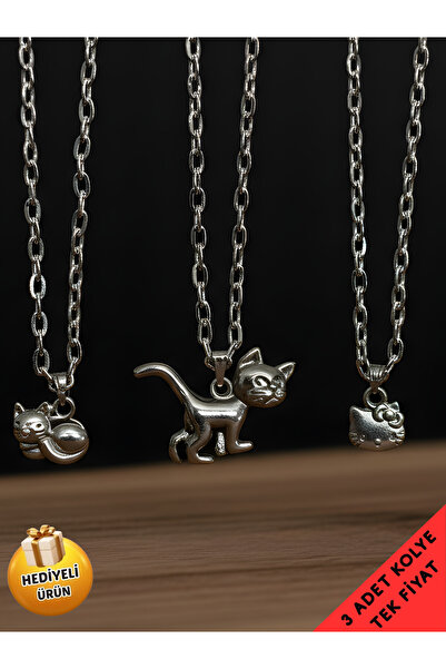 Piercing Market Steel & Silver 3 Lü Set Kombin Kolye Özel Tasarım Hediyelik K...