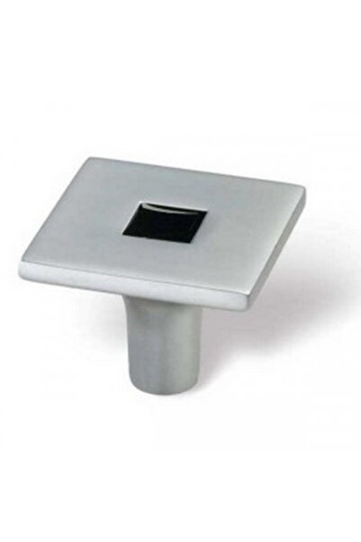 Siro Buton metalic 1339 - Crom mat + Negru, Pătrat