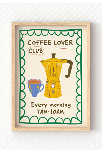 MIOVI WORKS Coffee Lover Club | Çerçeveli Modern Minimal Coffee Mutfak Duvar ...