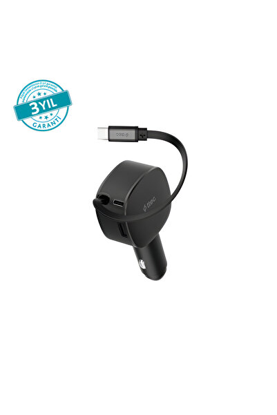 Ttec 2CKP07S ttec SmartCharger Trio PD 60W Araç Hızlı Şarj Aleti USB-C+USB-A+Dahili PD 30W70cmUSB-C Kablo