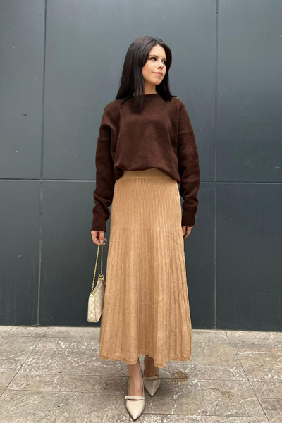 sunfyre Women's New Season Elastic Waist Soft Textured Maxi Knitwear Skirt. S...