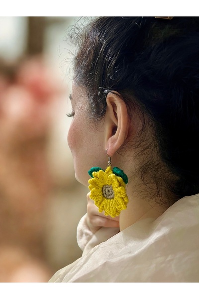 DANTEL-Design EL ÖRGÜSÜ 2’Lİ PAPATYA MODEL KÜPE