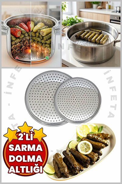 İnfeta 2'li Sarma Dolma Pişirme Aparatı Paslanmaz Dolma Sarma Altlığı Küçük V...