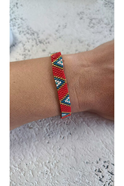 LİNWAY Peyote Model Nazarlik Bracelet Red