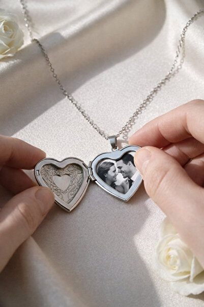 deepmoon Kalp Desenli Açılabilir Kapaklı Kutulu Resimlikli Kalp Çelik Kolye 1...