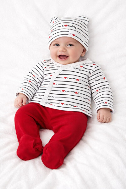 AKİ MODA KİDS طقم أطفال حديثي الولادة مكون من 3 قطع من I Love Mommy & Daddy -...
