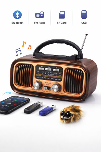 Voltico Bluetooth Nostaljik Radyo – FM Radyo, USB & TF Kart Destekli, Taşınab...