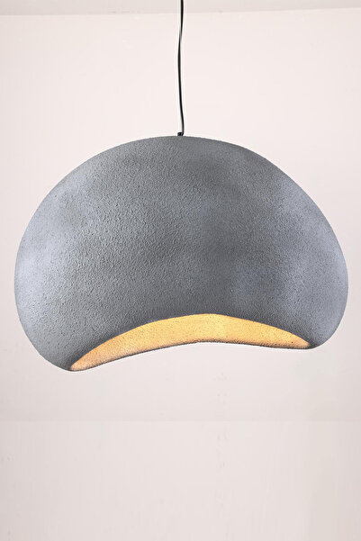 FRV-850 Modern Dizayn Lüx Tasarım Salon Mutfak Otel Tarzı Gri Renk Beton Taş Avize (ÇAP 85 CM)