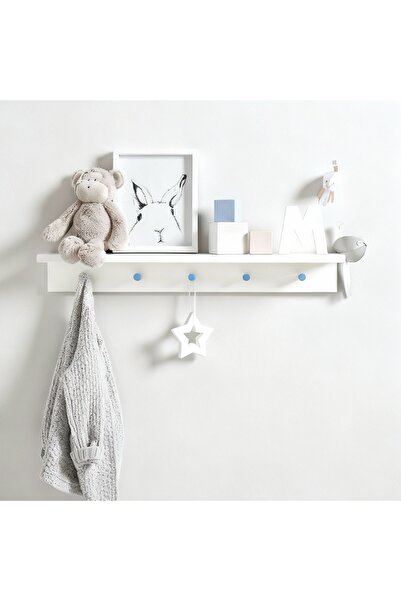 Sef moda 70 cm mdf’lam montessori askılıklı raf&kitaplık mavi