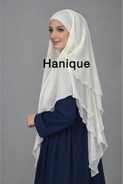 HANİQUE Uzun Boy Ekru Sufle Şal- Kat kat Volanlı Hafif Şifon Tesettür Sufle- ...