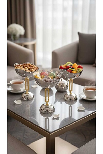 Generic 3-piece multi-purpose candy and nut holder set, 10 x 5 cm