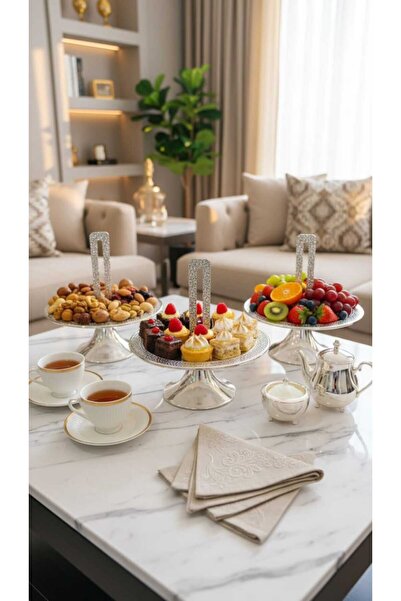 Generic Elegant and versatile 3-piece serving set for sweets, nuts, and fruit...