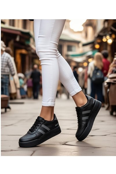 VELLINA Women's Black Gray Smoke Casual Walking Shoes Comfortable Flat Sole Ultra Soft Sneakers
