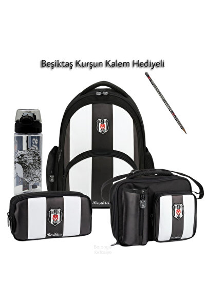 Beşiktaş Me çanta beşiktaşlı, 2 bölmeli, lisansli, çubuklu 4'lü okul seti. ku...