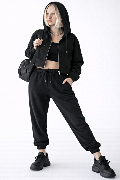 Noa&Noa Women's Crop Hooded Zip Sweatshirt – White Zip